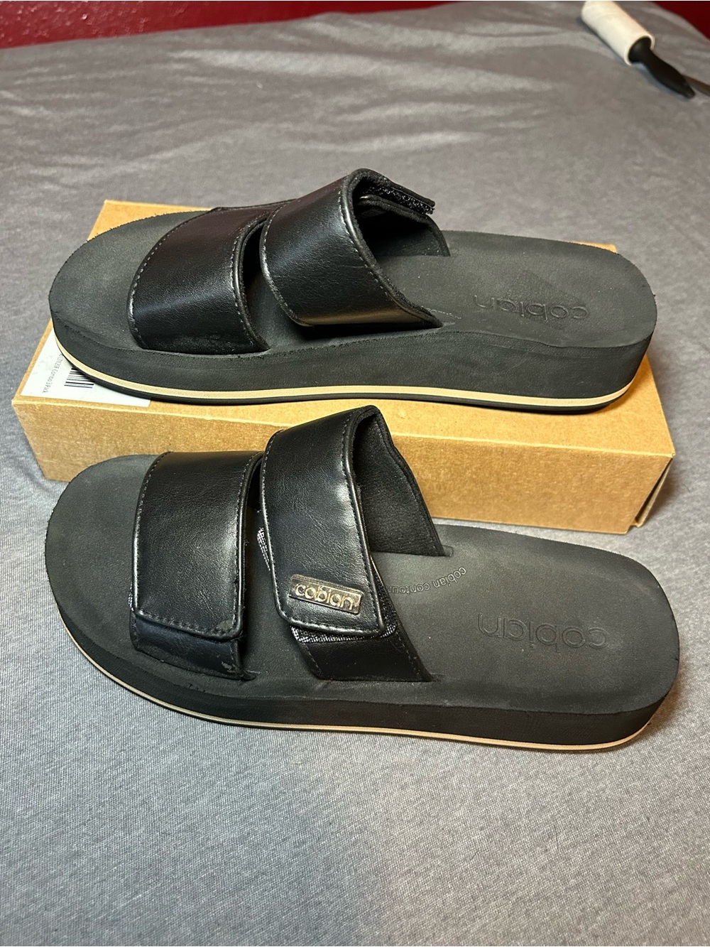 Cobian Men’s Black Dual-Strap Slide Sandals with Contrast Trim